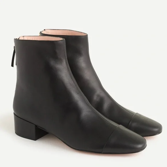 Crew Shoes J Crew Black Leather Cap Toe Ankle Boots